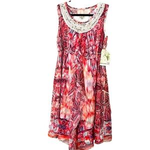 🌺 One World Paisley Beaded Neckline Dress – S